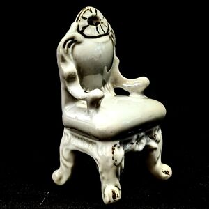 Miniature Ceramic Chair – Glazed Porcelain Figurine – 3.25" tall x 2" wide